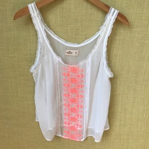 Hollister Sheer embroidered Tank Top